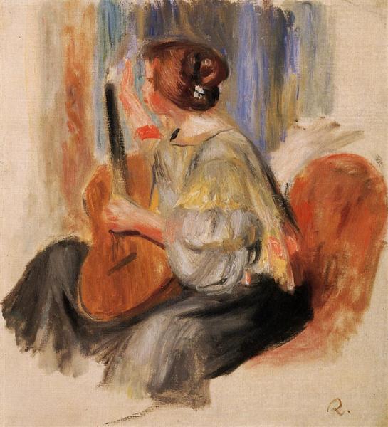 Woman with Guitar by Pierre-Auguste Renoir Impressionism Art