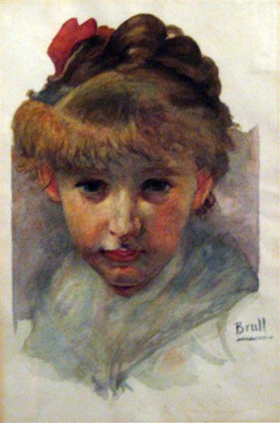 Girl by Joan Brull Art Nouveau (Modern) Art dated 1887