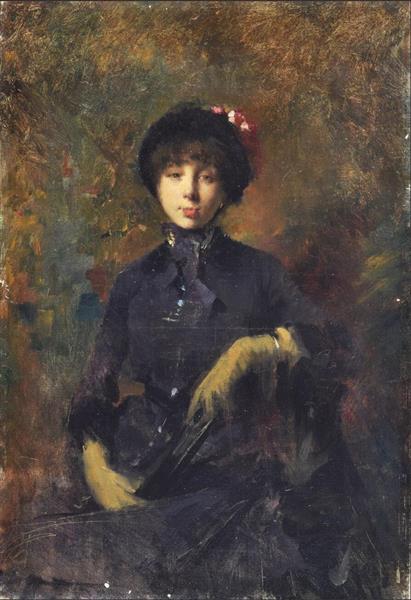 Portrait of the wife of the painter Rossano by Giuseppe De Nittis Impressionism Art dated 1884