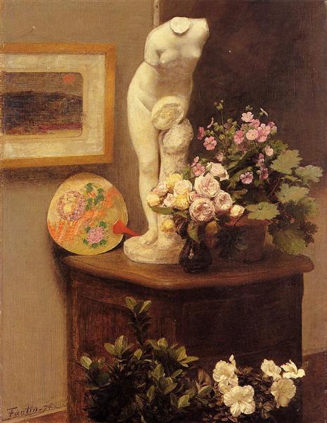 Still Life with Torso and Flowers by Henri Fantin-Latour Realism Art dated 1874