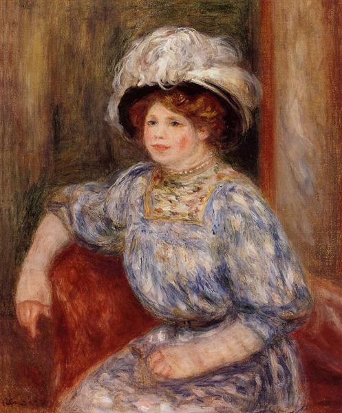 Woman in Blue by Pierre-Auguste Renoir Impressionism Art dated 1919