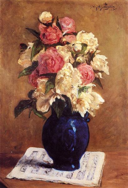 Bouquet of Peonies on a Musical Score by Paul Gauguin Impressionism Art dated 1876