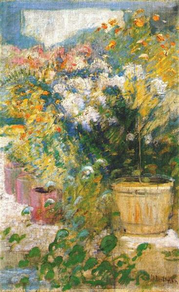 In the Greenhouse by John Henry Twachtman Impressionism Art dated 1902