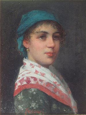 An Italian girl by Vittorio Tessari Naturalism Art