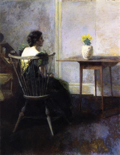 Yellow Tulips by Thomas Dewing Realism Art dated 1908