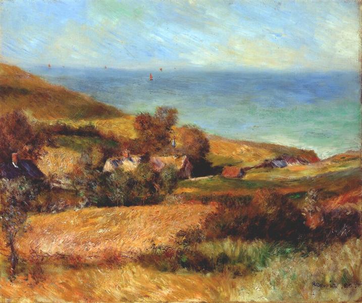 View of the normandy coast near wargemont by Pierre-Auguste Renoir Impressionism Art dated 1880