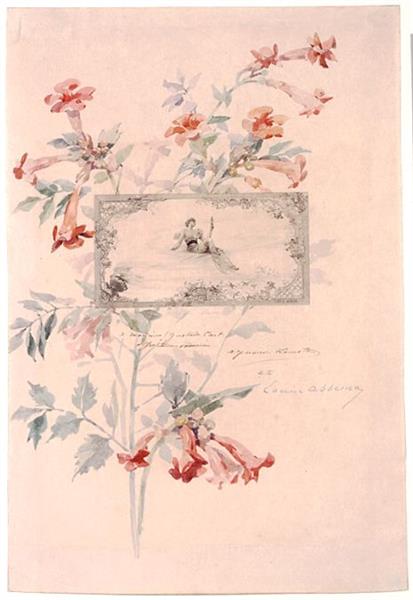 Composition florale autour d’une gravure by Louise Abb&#233;ma Impressionism Art