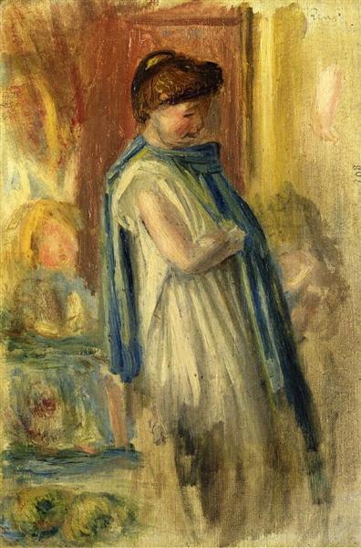 Young Woman Standing by Pierre-Auguste Renoir Impressionism Art dated 1895