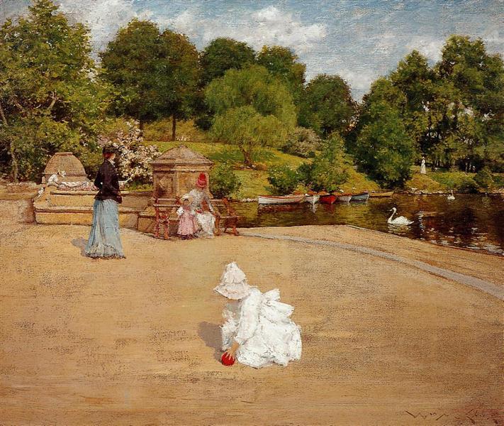 A Bit of the Terrace (aka Early Morning Stroll) by William Merritt Chase Impressionism Art dated 1890