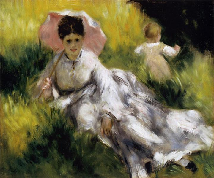 Woman with Parasol by Pierre-Auguste Renoir Impressionism Art dated 1873