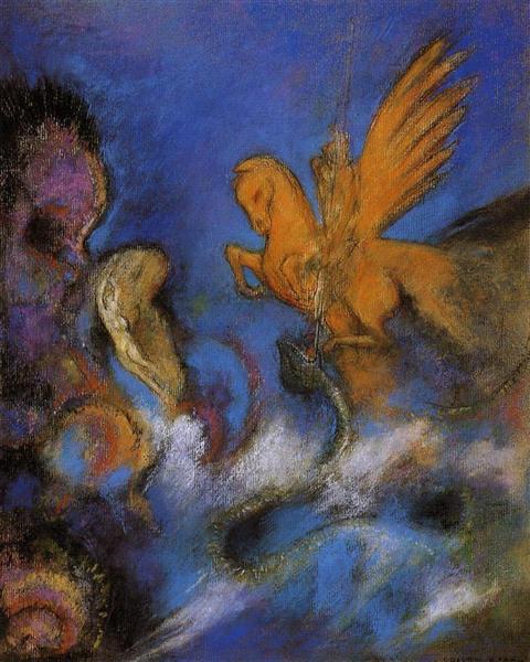 Roger and Angelica by Odilon Redon Symbolism Art dated 1910