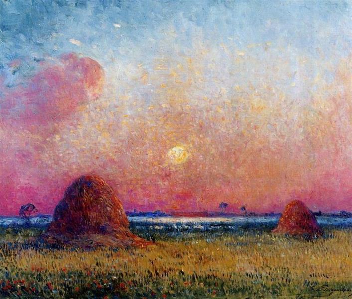 Wheat Stack at Sunset by Ferdinand du Puigaudeau Impressionism Art