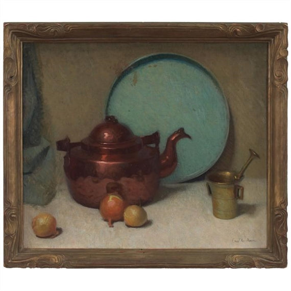 Still Life with Teapot by Emil Carlsen Realism Art dated 1900