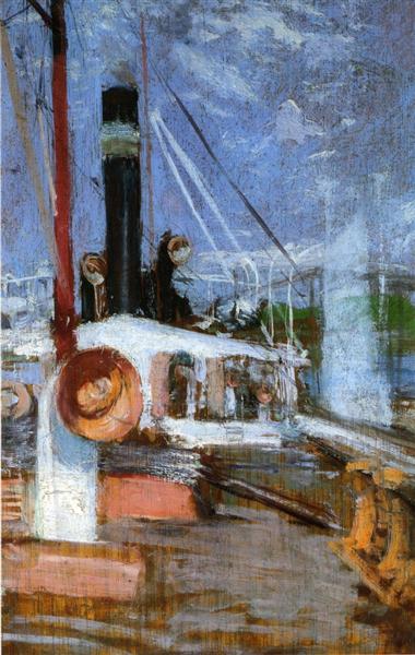 Aboard a Steamer by John Henry Twachtman Impressionism Art dated 1902