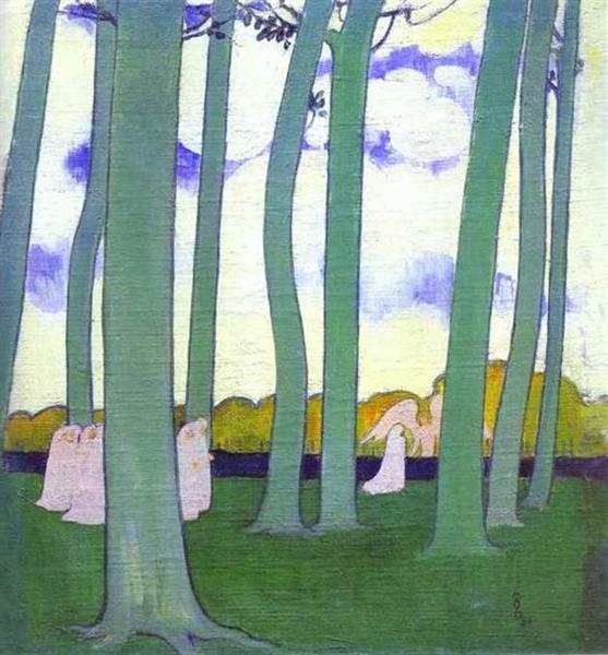 Landscape with Green Trees or Beech Trees in Kerduel by Maurice Denis Post-Impressionism Art dated 1893