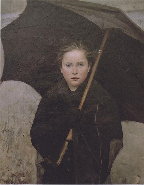 The Umbrella by Marie Bashkirtseff Realism Art dated 1883