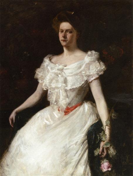 Lady with a Rose by William Merritt Chase Impressionism Art dated 1901