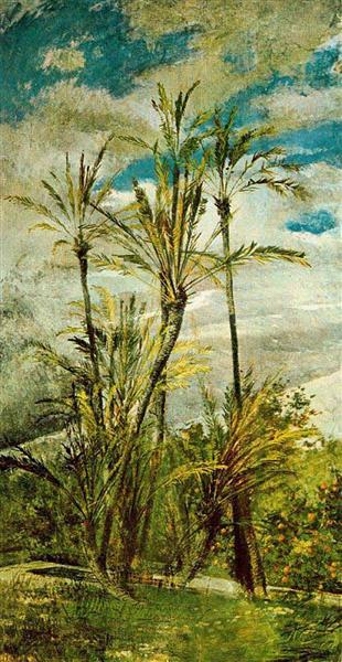 Fifth mural tempera from the villa &quot;La Falconiera&quot; by Giovanni Boldini Realism Art dated 1868