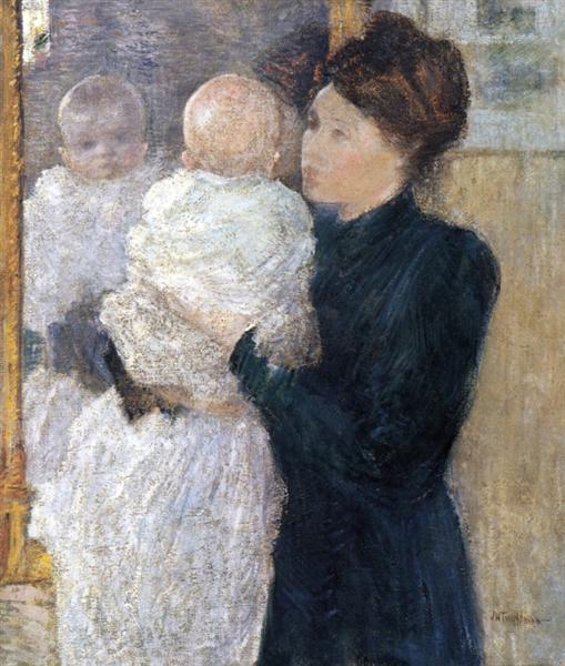 Mother and Child by John Henry Twachtman Impressionism Art dated 1893