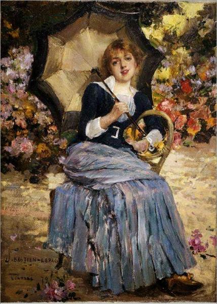 Parasol by Jules Bastien-Lepage Naturalism Art dated 1879