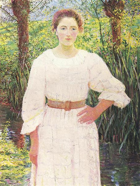 By the Brook by Lilla Cabot Perry Impressionism Art dated 1909