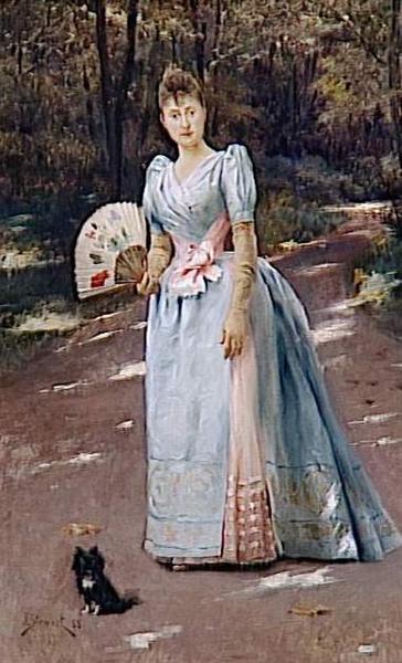 Woman in a Garden by Julius LeBlanc Stewart Realism Art dated 1888