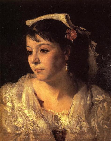 Head of an Italian Woman by John Singer Sargent Realism Art dated 1878