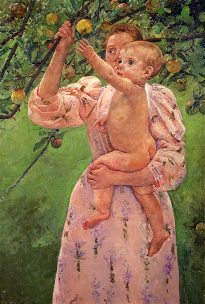 Baby Reaching For An Apple by Mary Cassatt Impressionism Art dated 1893