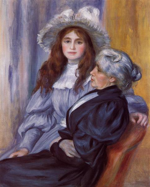 Berthe Morisot and Her Daughter Julie Manet by Pierre-Auguste Renoir Impressionism Art dated 1894