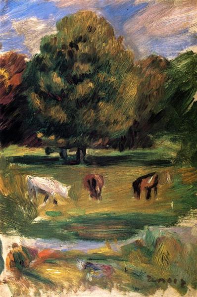 Landscape with Horses by Pierre-Auguste Renoir Impressionism Art