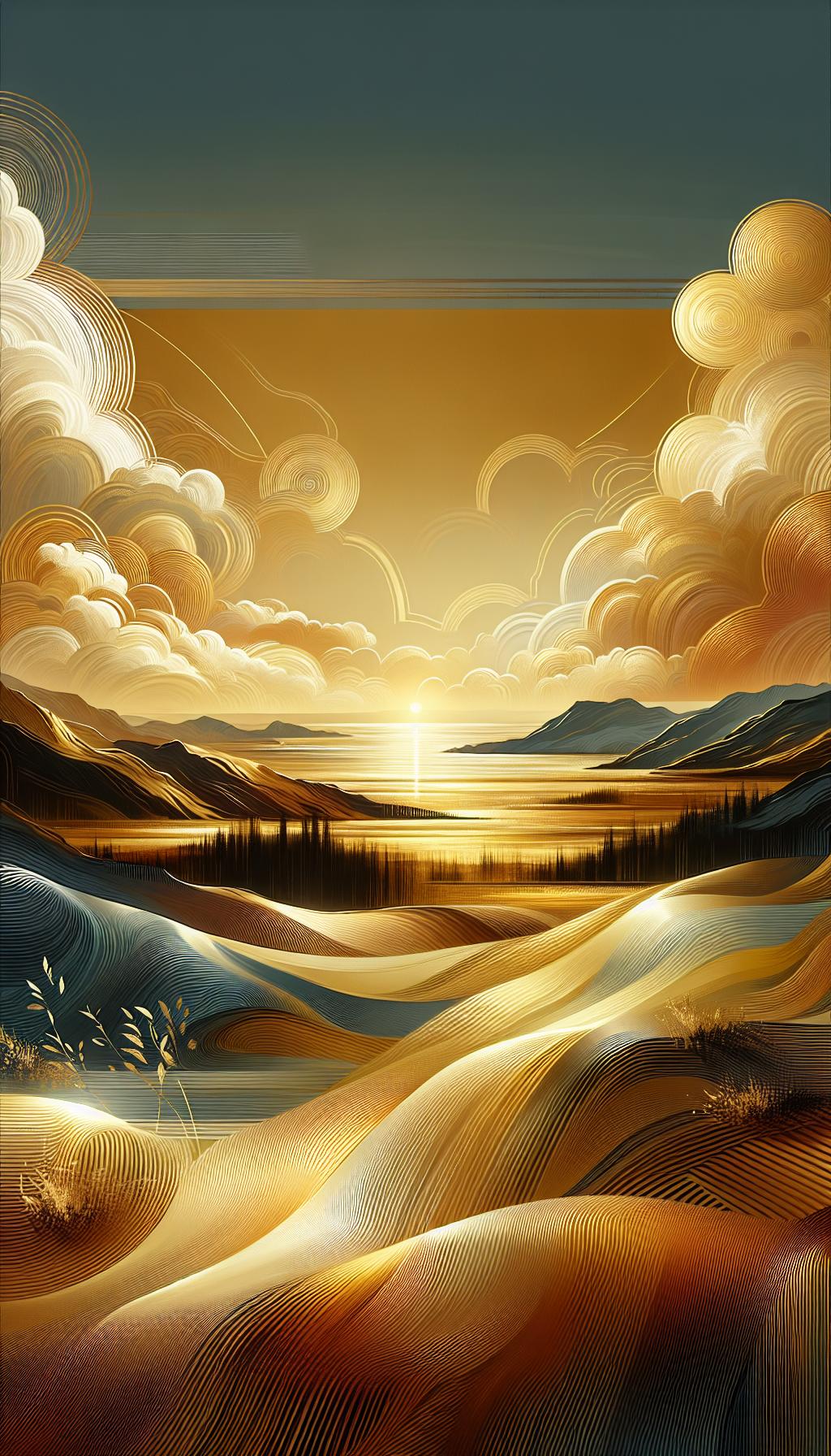 Aureum Vistarama: Luminous Serene Landscape Oilpainting Art