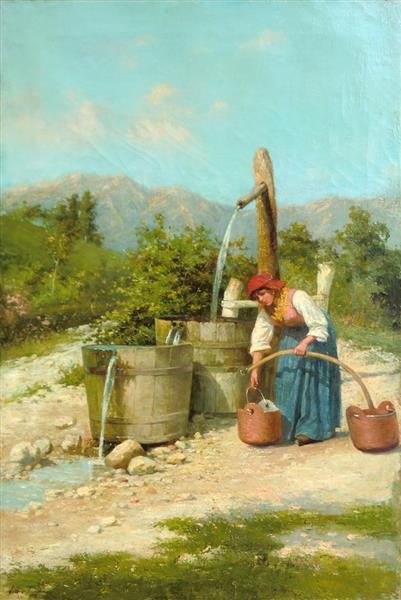 At the foot of Mount Grappa by Vittorio Tessari Naturalism Art