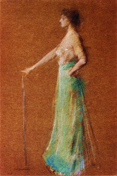 Woman Standing by Thomas Dewing Tonalism Art dated 1923