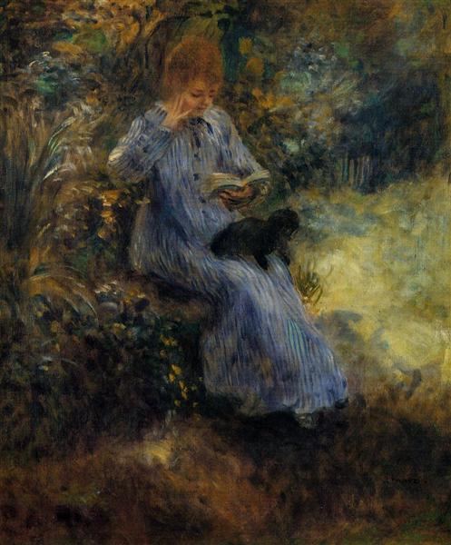 Woman with a Black Dog by Pierre-Auguste Renoir Impressionism Art dated 1874