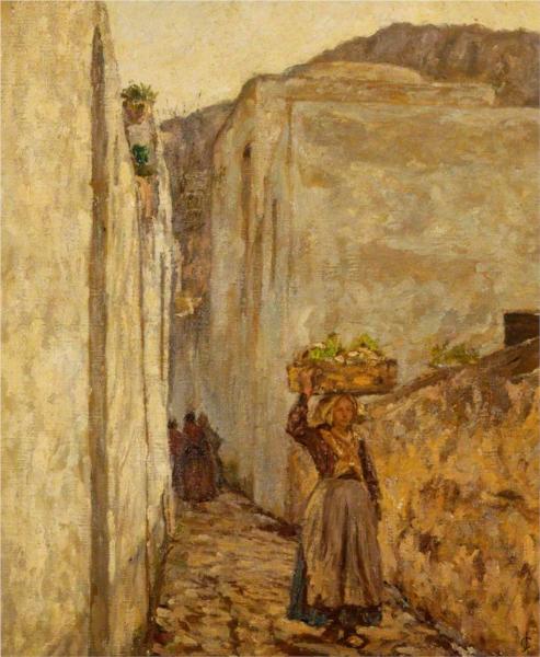 Through the Village by James Charles Impressionism Art