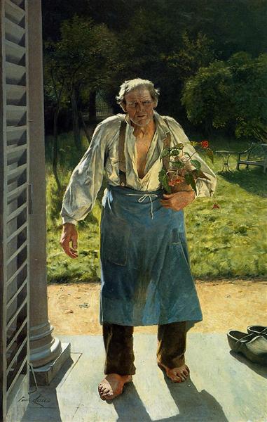 The Old Gardener by Emile Claus Realism Art dated 1885