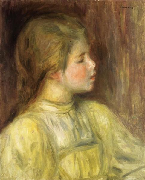 Woman`s Head, The Thinker by Pierre-Auguste Renoir Impressionism Art dated 1897