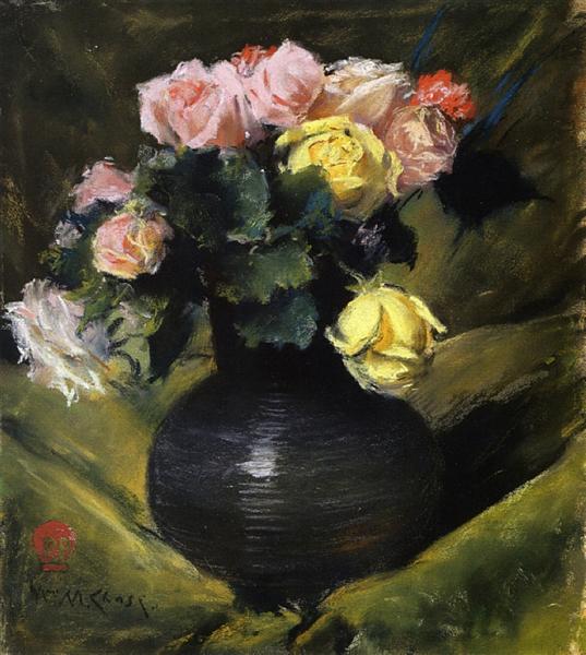 Flowers (aka Roses) by William Merritt Chase Impressionism Art dated 1888