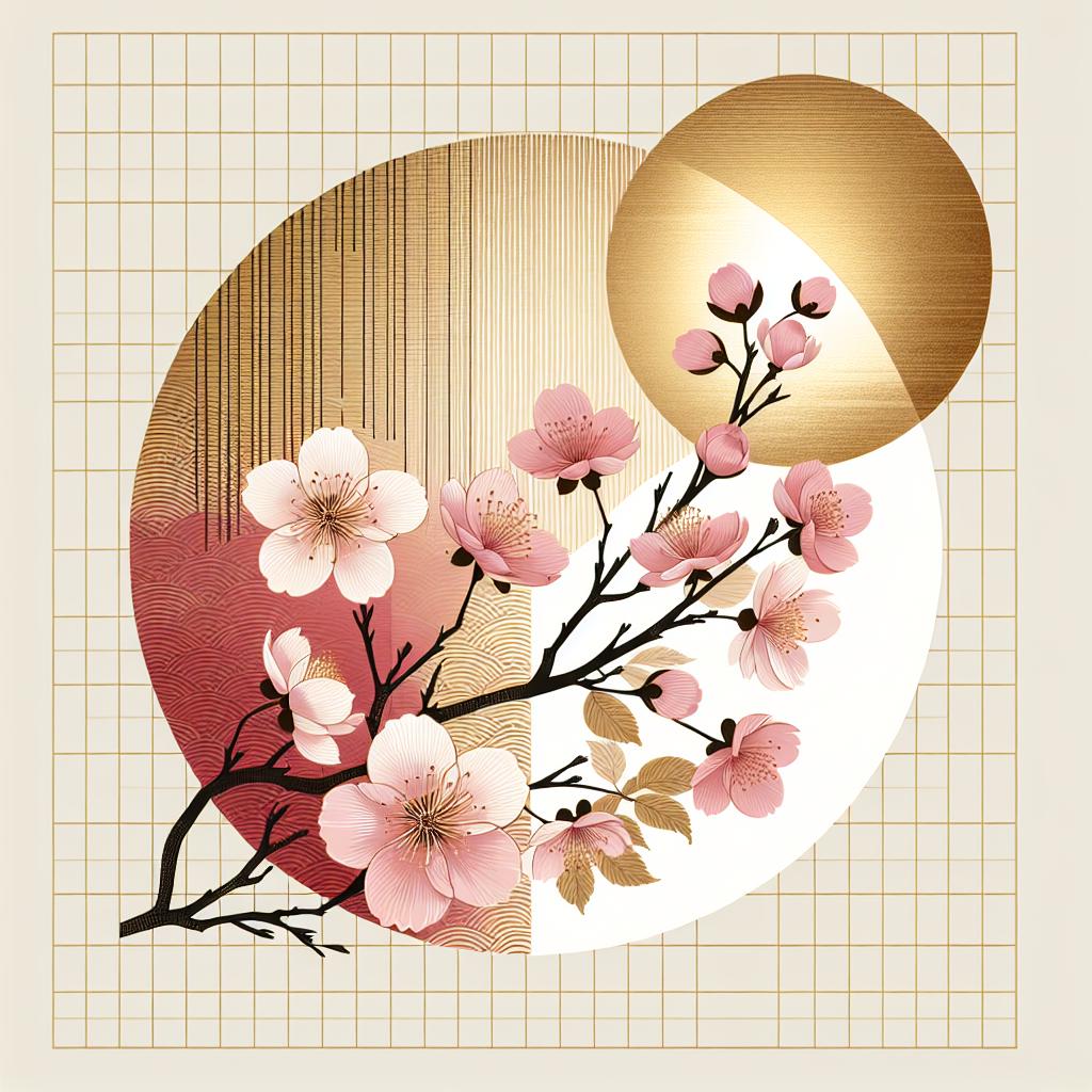 Aurantiaco Sakura Radiantus: Modern Japanese Cherry Blossom Art