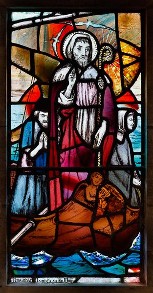 Loughrea St. Brendan&#39;s Cathedral. St. Brendan the Navigator at Sea by Sarah Purser Romanticism Art dated 1908