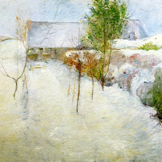 House in Snow by John Henry Twachtman Impressionism Art dated 1894