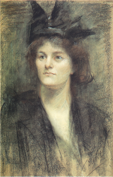 Maude Gonne by Sarah Purser Naturalism Art dated 1898