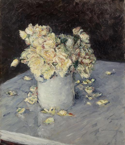 Yellow Roses in a Vase by Gustave Caillebotte Impressionism Art dated 1882