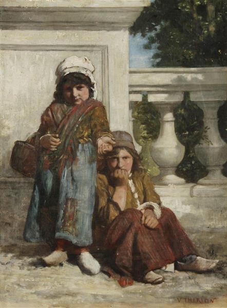 Two beggars by Charles Victor Thirion Naturalism Art