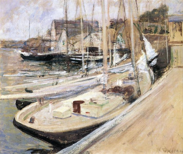 Fishing Boats at Gloucester by John Henry Twachtman Impressionism Art