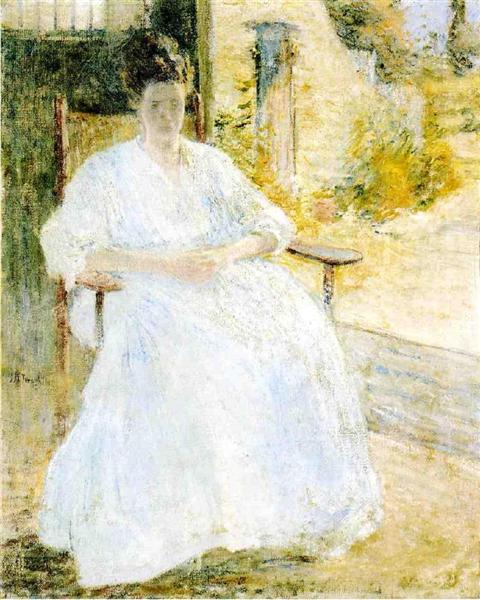 Figure in a Landscape by John Henry Twachtman Impressionism Art dated 1896