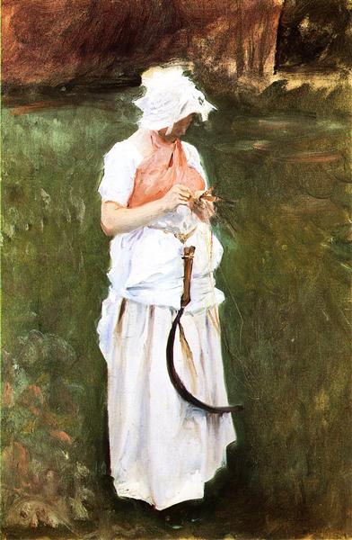 Girl with a Sickle by John Singer Sargent Impressionism Art dated 1885