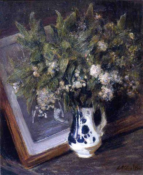 Flowers in a Delft Jug by Julian Alden Weir Impressionism Art