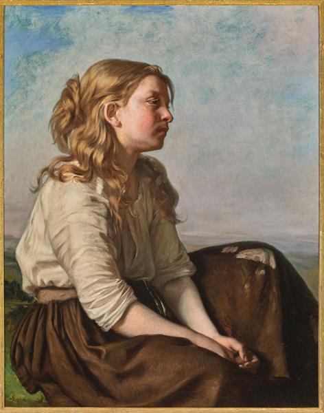 Young peasant girl by Alexandre Antigna Realism Art dated 1852