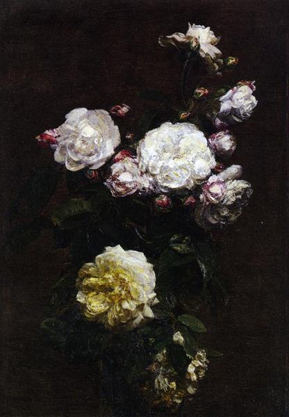 White Roses by Henri Fantin-Latour Realism Art